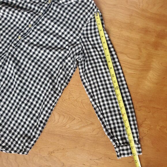 J Jill Top Womens M Gingham Check Plaid Popover Black White Tunic Double Cloth - Picture 14 of 14
